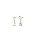 Three-stone diamond drop earrings in 14K yellow gold