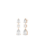 Three-stone diamond drop earrings in 14K rose gold