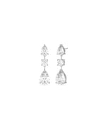 Three-stone diamond drop earrings in 14K solid white gold