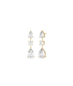 Three-stone diamond drop earrings in 14K yellow gold
