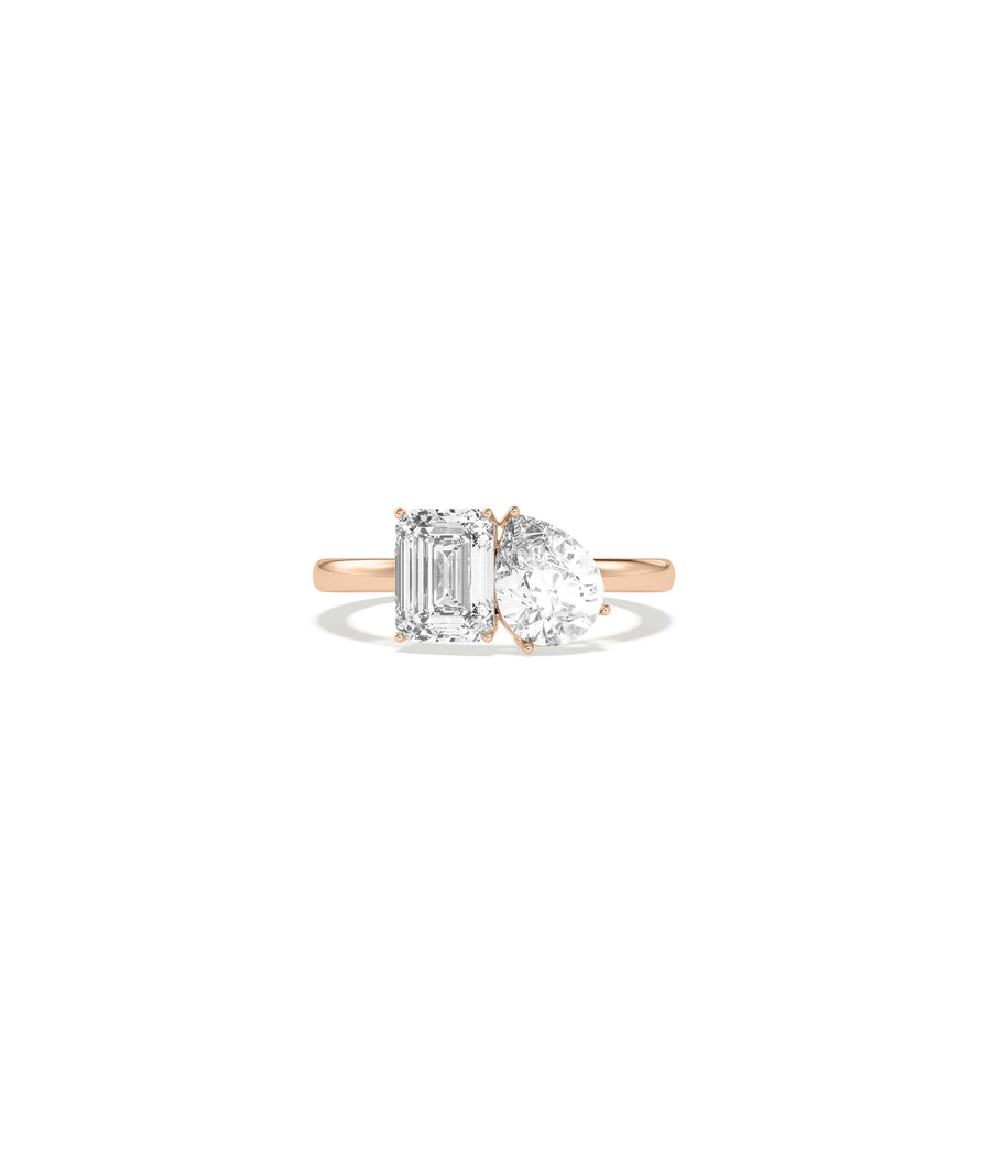 Toi Et Moi solitaire diamond ring in 14K rose gold