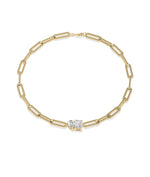 Toi Et Moi solitaire paper clip bracelet in 14K yellow gold with diamonds
