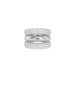 Triple row diamond band ring in 14K solid white gold