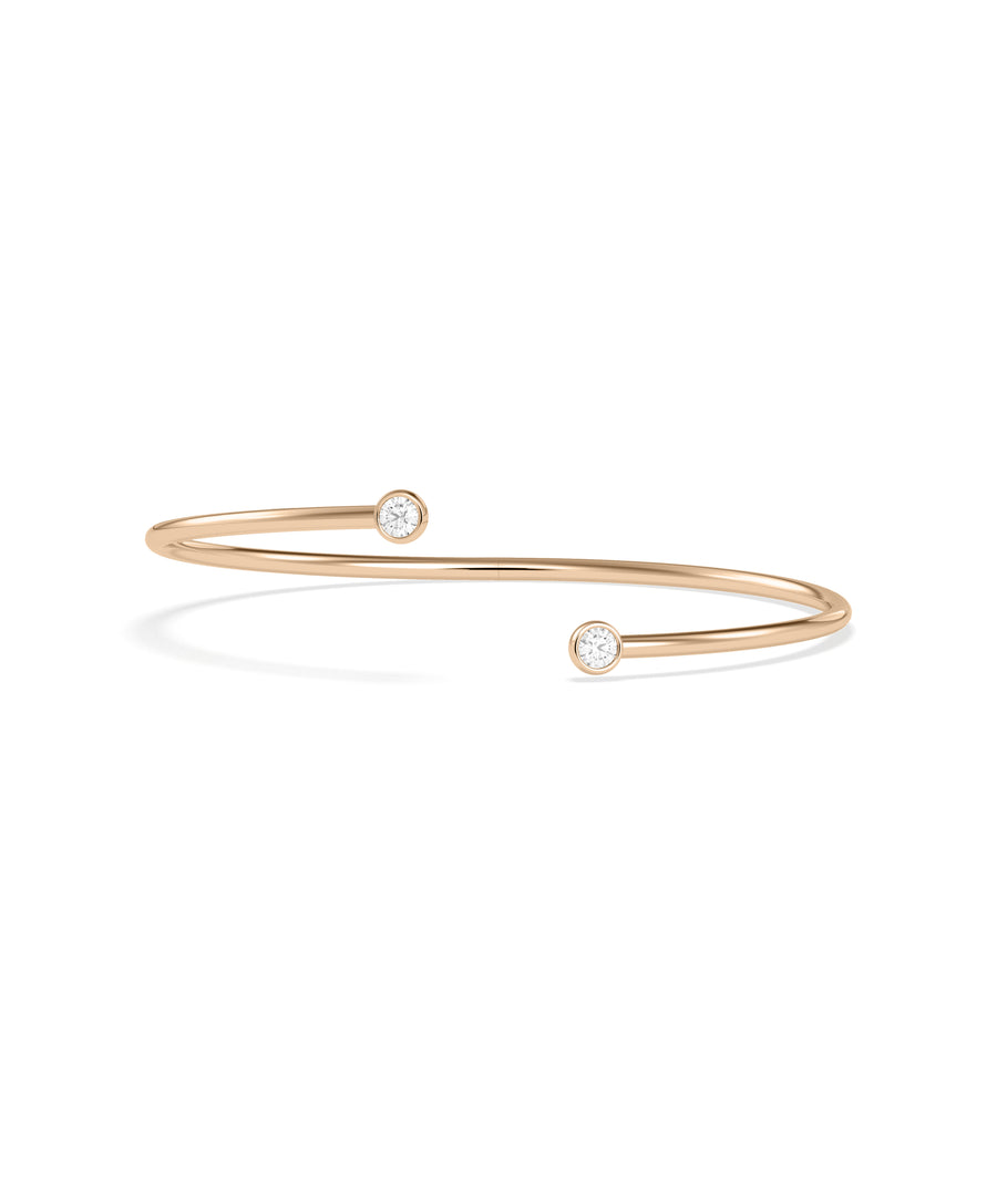 Two-stone bezel diamond flex bangle in 14K rose gold