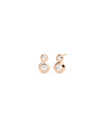 Two-stone bezel diamond stud earrings in 14K rose gold