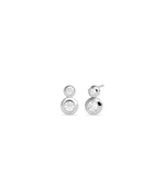 Two-stone bezel diamond stud earrings in 14K white gold