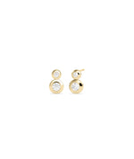 Two-stone bezel diamond stud earrings in 14K yellow gold