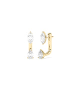 Two stone marquise and pear lab diamond stud earrings in 14K gold