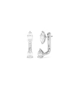 Two stone marquise and pear lab diamond stud earrings in 14K white gold