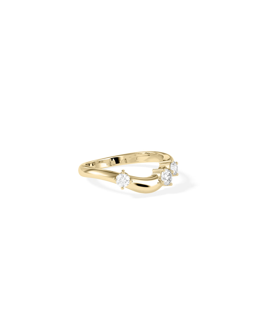 Wave Lab Diamond Ring 14K solid gold minimal wave side profile view