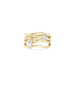 Wave multi band ring with marquise and pear lab diamonds in 14K gold