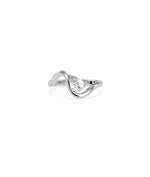 Wave pear lab diamond solitaire ring in white gold dainty style