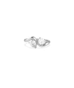 Wave pear round lab diamond ring in 14K white gold