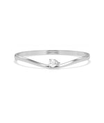 Wave solitaire diamond bangle in 14K solid white gold
