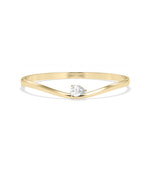 Wave solitaire diamond bangle in 14K solid yellow gold
