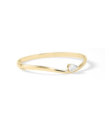 Wave solitaire diamond bangle in 14K yellow gold side view