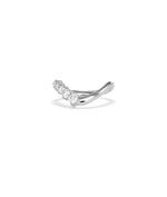 Wavy diamond half band ring in 14K solid white gold