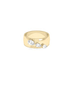 Wide band pear lab diamond cluster ring in 14K yellow gold