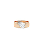 Wide band pear lab diamond solitaire ring in rose gold
