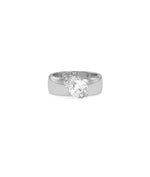 Wide band pear lab diamond solitaire ring in 14K white gold